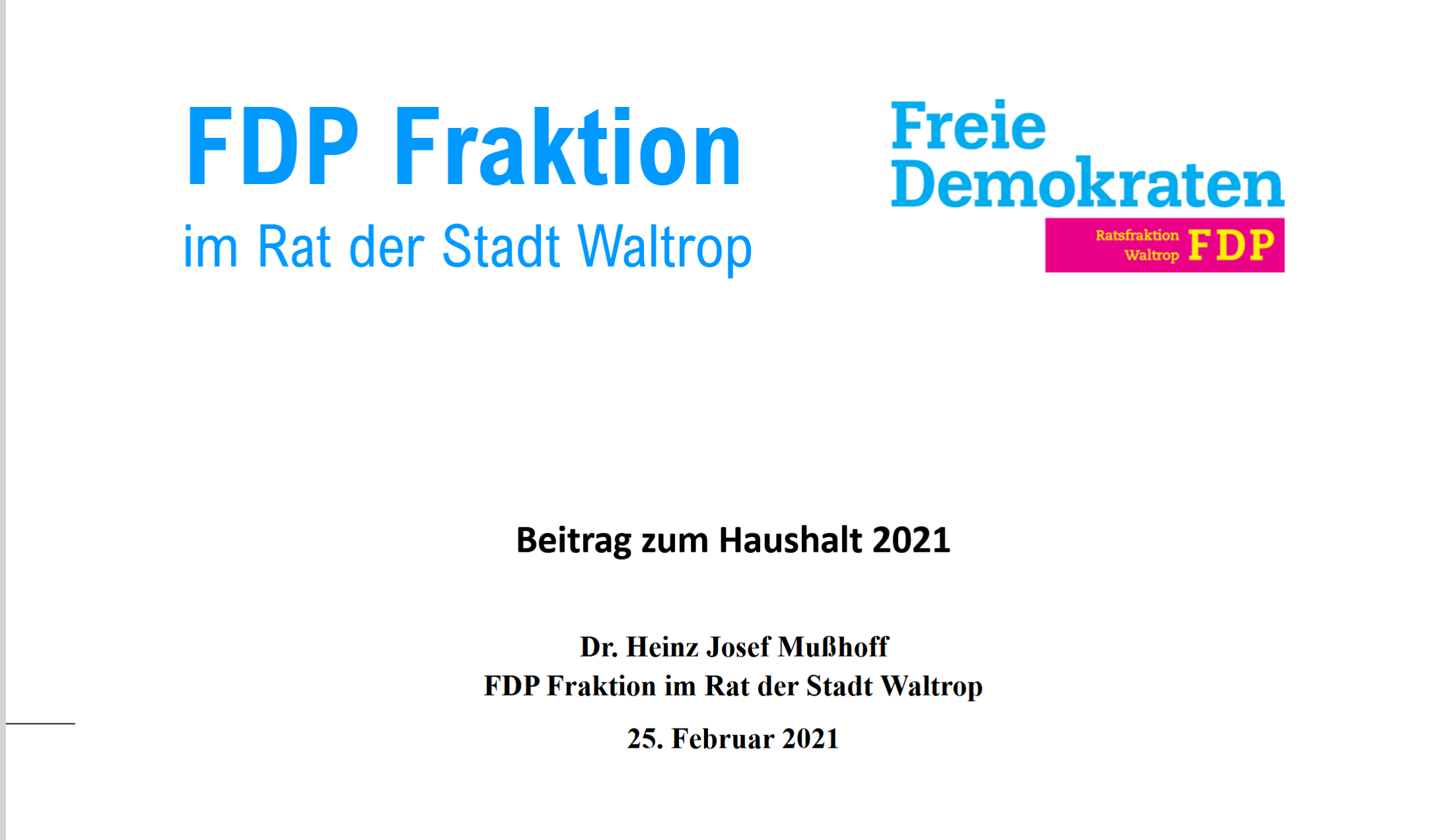 Haushaltsrede 2021