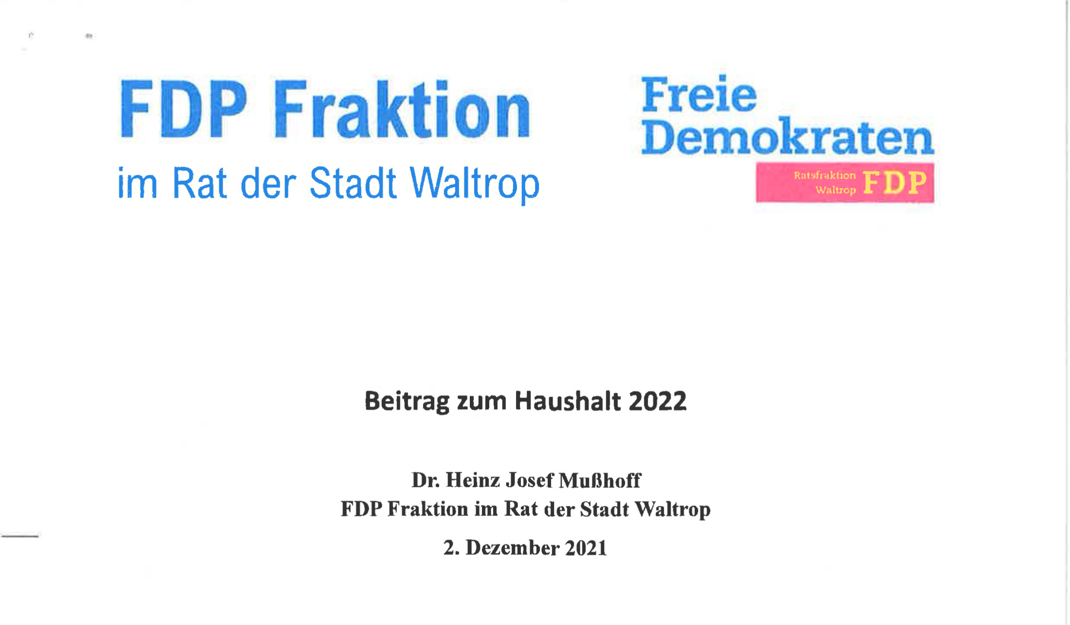 Haushaltsrede 2022