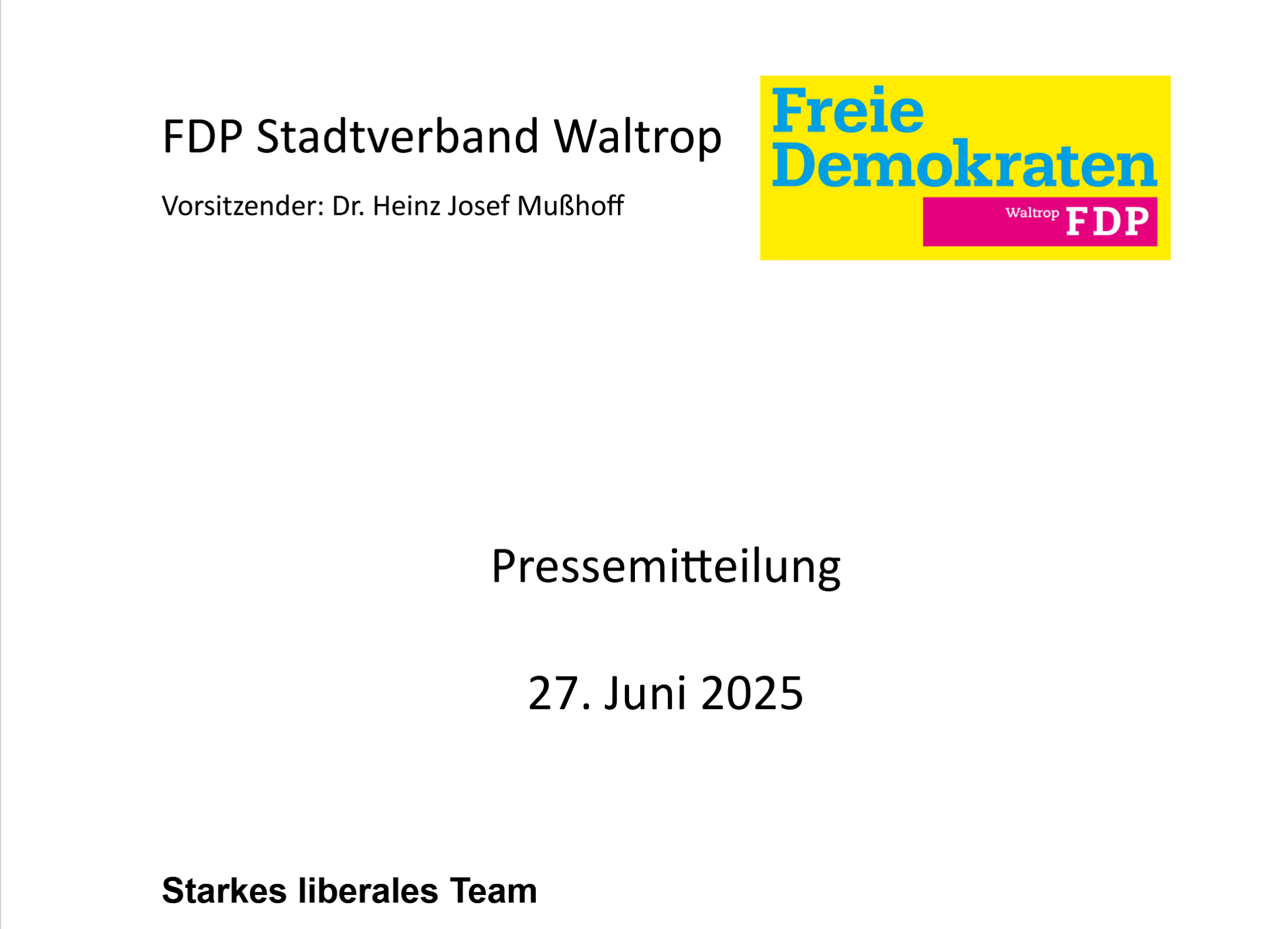Pressemitteilung zur Wahlversammlung für die Kommunalwahl 2025